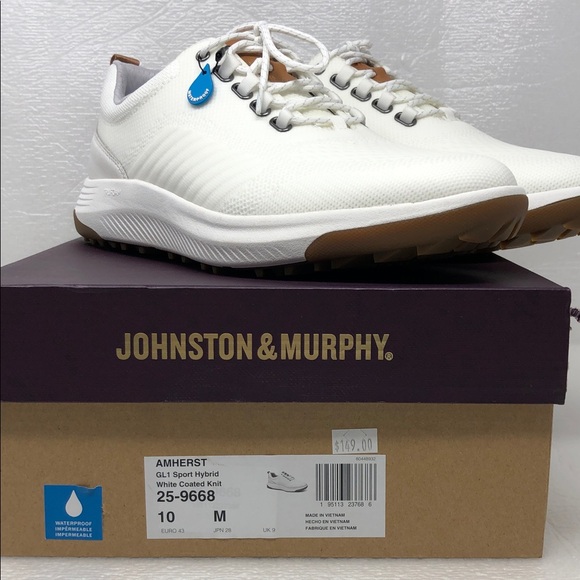 NEW Johnston & Murphy Golf Shoes Amherst GL1 Sport Hybrid White Coated Knit 10M - Picture 13 of 17